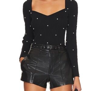 generation Love “ Marlee” Black Ribbed Long Sleeve Top